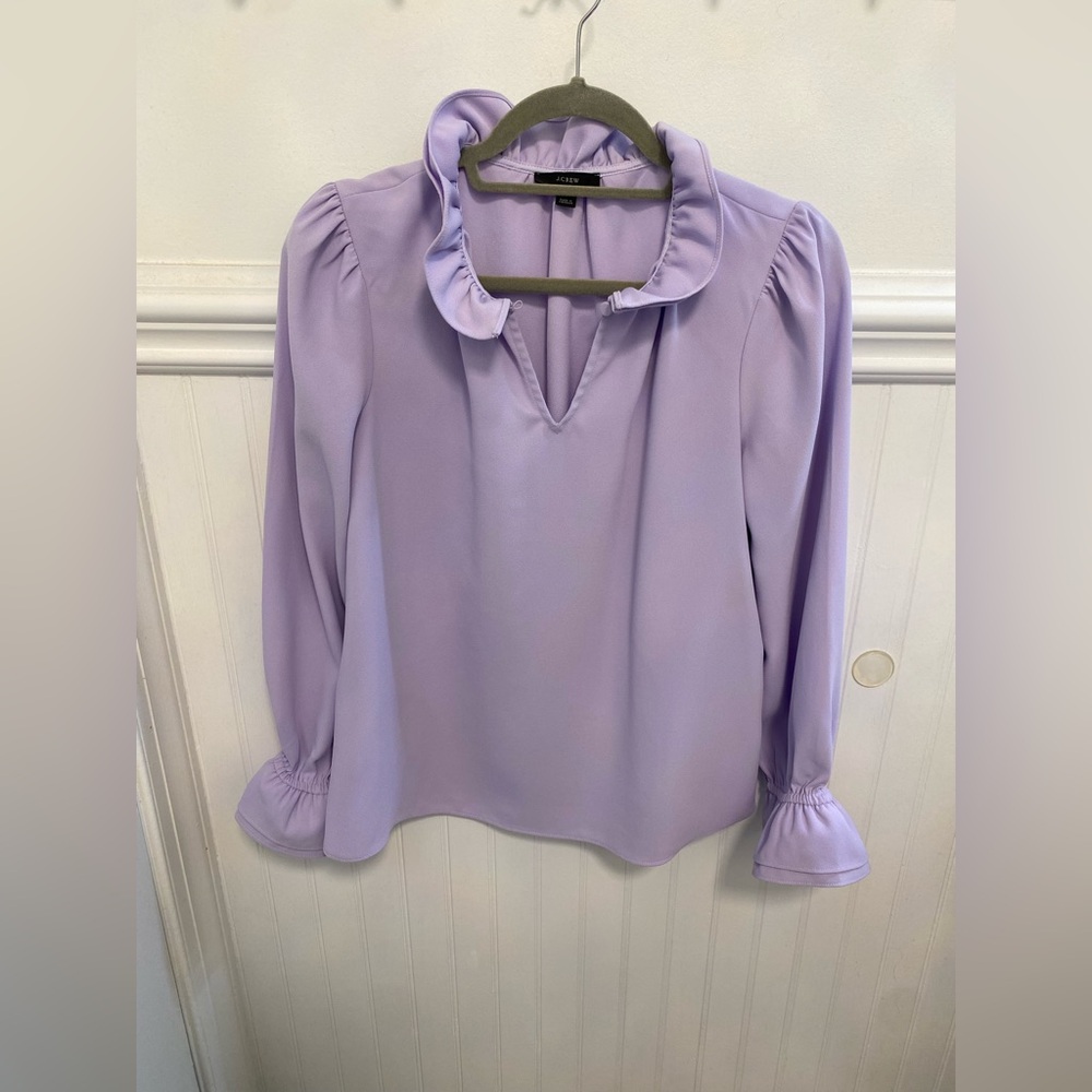 J. Crew Light Purple Ruffle Blouse